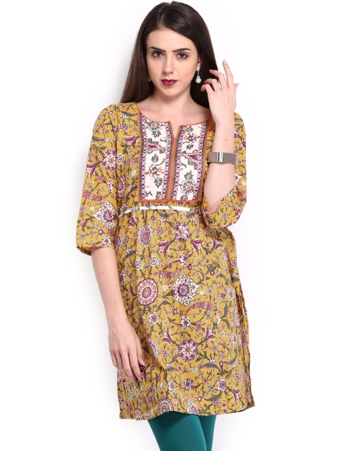 

W Women Yellow Printed Kurta