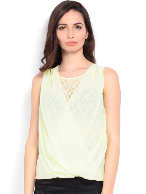 

Vero Moda Women Light Yellow Semiformal Lace Top