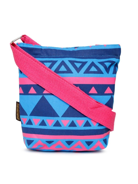 

Kanvas Katha Blue & Pink Printed Sling Bag