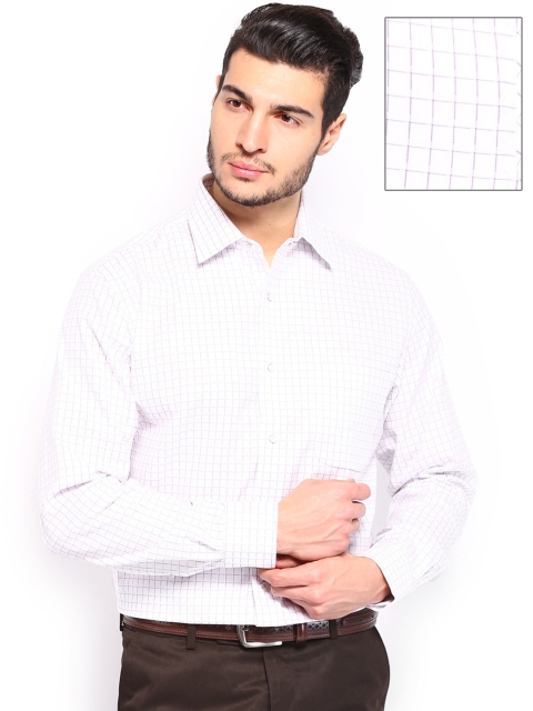

Arrow Men White & Purple Checked Premium Fit Formal Shirt