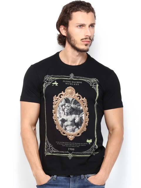 

Flying Machine Men Black Printed T-shirt