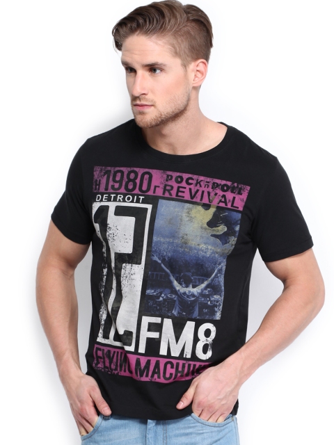 

Flying Machine Men Black Printed T-shirt