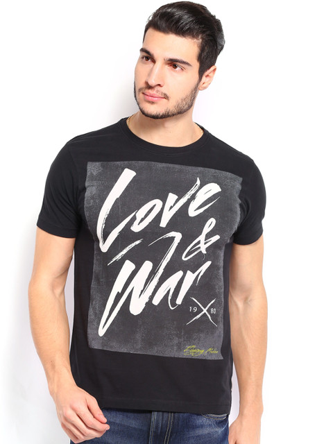 

Flying Machine Men Black Printed T-shirt