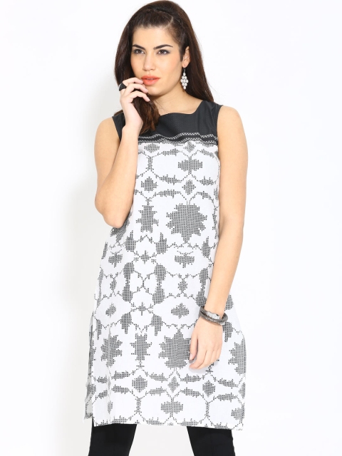

W Women Black & White Printed Kurta