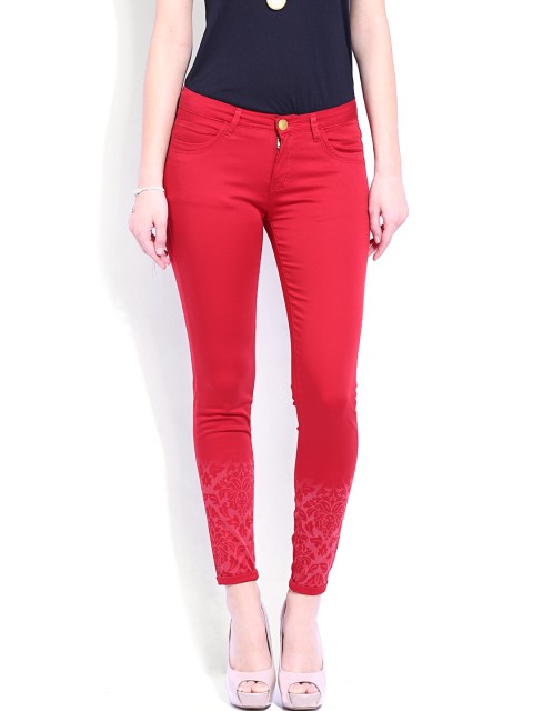 

DressBerry Women Red Printed Trousers