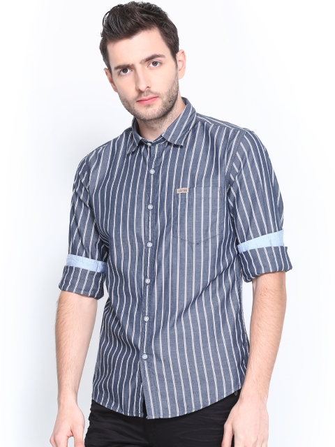 

Flying Machine Men Blue & White Striped Casual Shirt