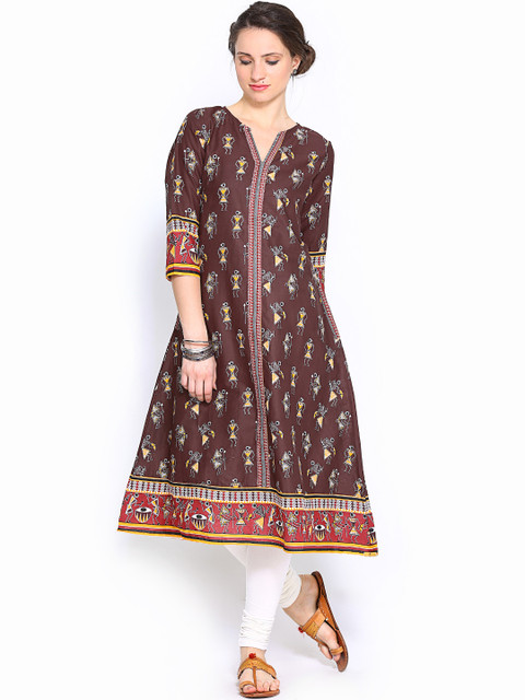 

Aurelia Women Brown Tribal Print Kurta