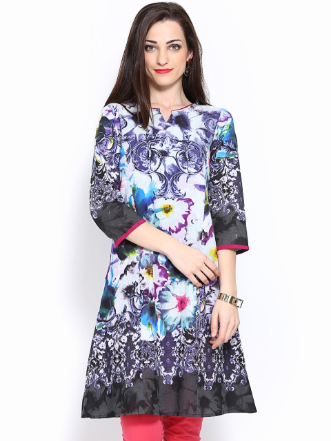 

Rain & Rainbow Women Off-White Printed Kurta