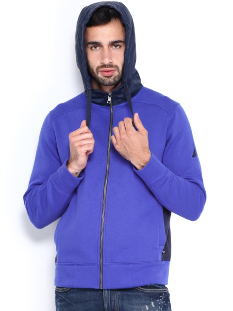 

Nautica Men Blue Hooded Sweatshirt