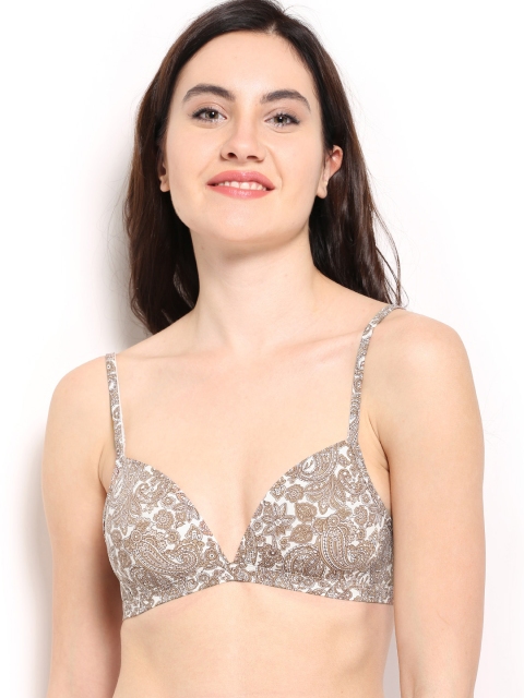 

Triumph Off-White & Brown Printed T-shirt Bra 110I402