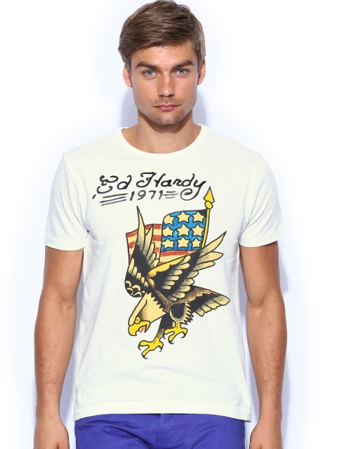 

Ed Hardy Men White Printed T-shirt