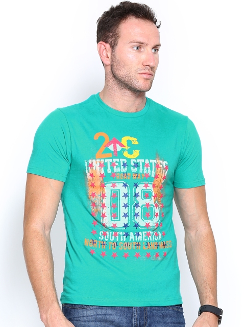 

Inmark Men Green Printed Pure Cotton T-shirt