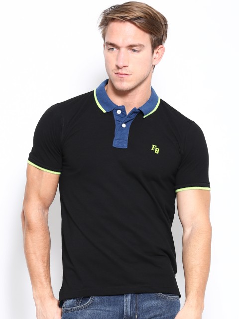 

Flying Machine Men Black Polo T-shirt