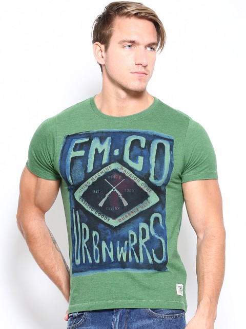 

Flying Machine Men Green Printed T-shirt