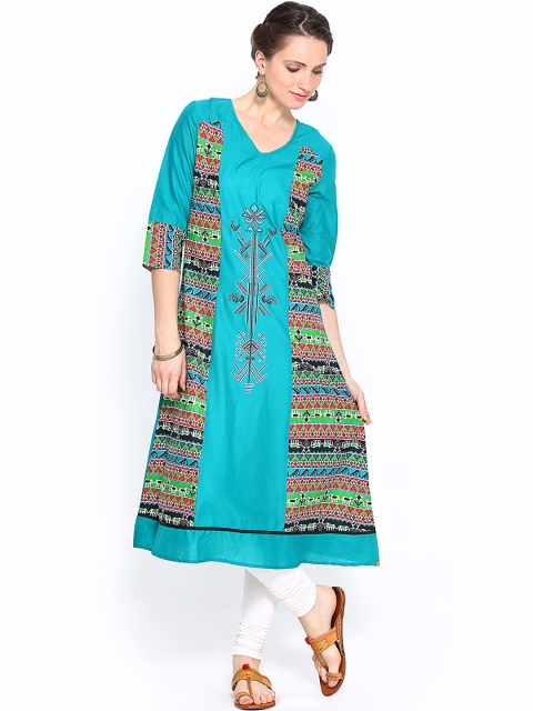 

Aurelia Women Teal Green A-line Kurta