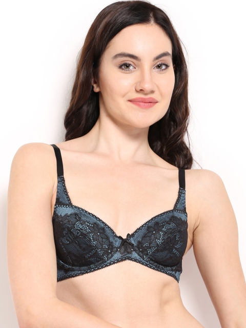 

Triumph Black & Blue Fashion 70 N Modern Wired Non Padded Delicate and Comfort Bra 226I949, Grey