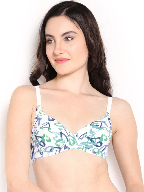 

Triumph White & Blue Printed Full-Coverage Bra 226952