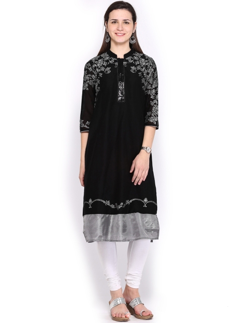 

Wishful by W Women Black Printed Kurta