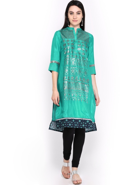 

Wishful by W Women Green Printed Kurta