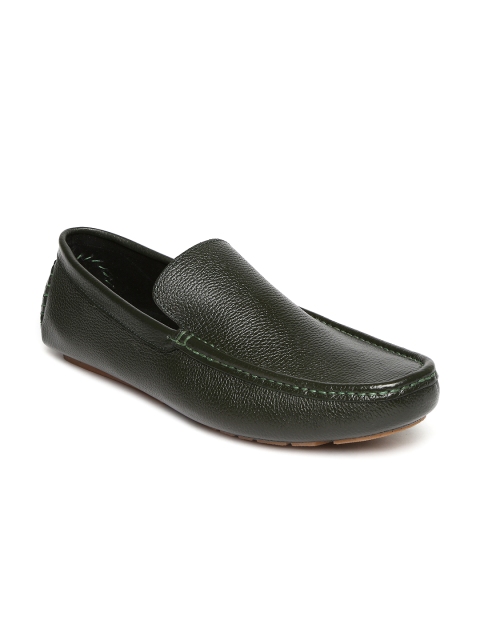 

San Frissco Men Green Leather Loafers