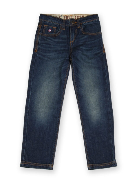

U.S. Polo Assn. Kids Boys Navy Blue Regular Fit Mid-Rise Clean Look Jeans