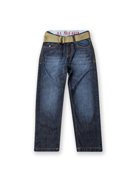 

U.S. Polo Assn. Kids Boys Navy Blue Regular Fit Mid-Rise Clean Look Jeans