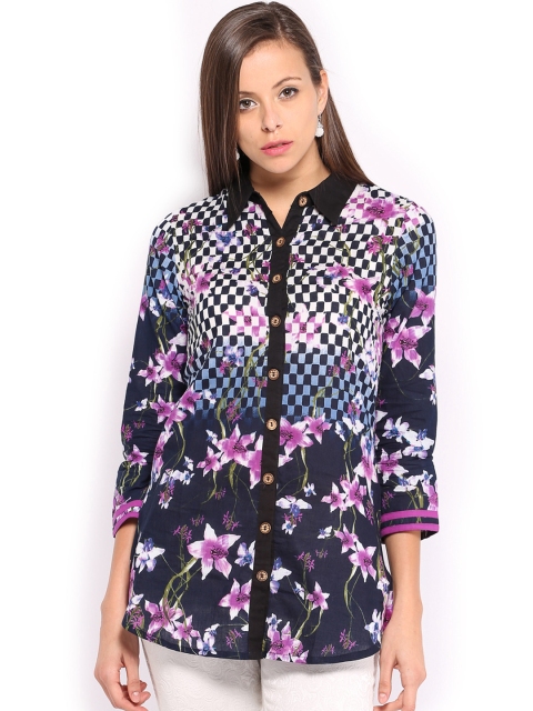 

Rain & Rainbow Multicoloured Printed Pure Cotton Kurti, Multi