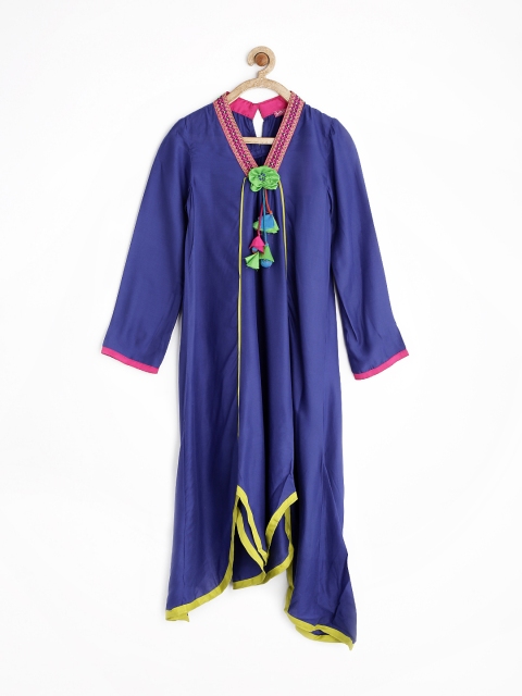 

Biba Girls Blue Thread Work Jacquard Anarkali Kurta