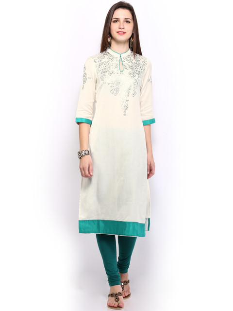 

Wishful by W Women White Printed Kurta