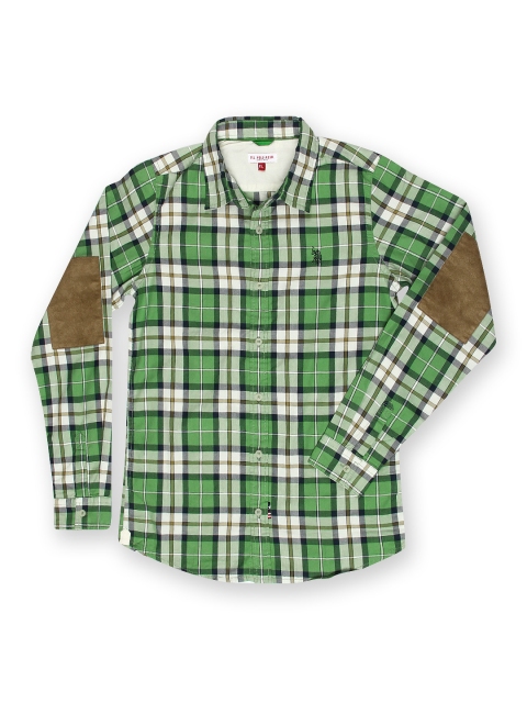 

U.S. Polo Assn. Kids Boys Green & Off-White Checked Shirt