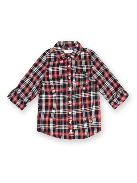 

U.S. Polo Assn. Kids Girls Navy & Red Checked Shirt, Navy blue