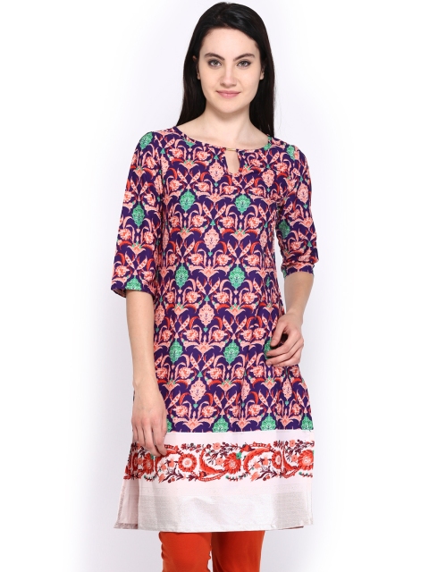 

W Women Purple & Coral Red Arzum Kurta