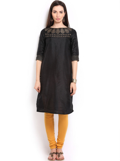 

W Women Black Printed Heritage Kurta
