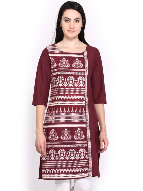 

W Women Maroon Printed Kurta