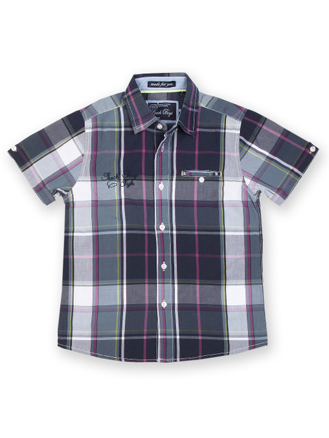 

Peach Boys Navy & Pink Checked Shirt, Navy blue