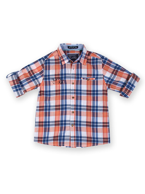 

Peach Boys Blue & Orange Checked Shirt