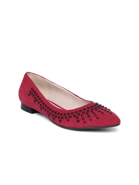 

Clarks Women Red Beaded Suede Flat Shoes