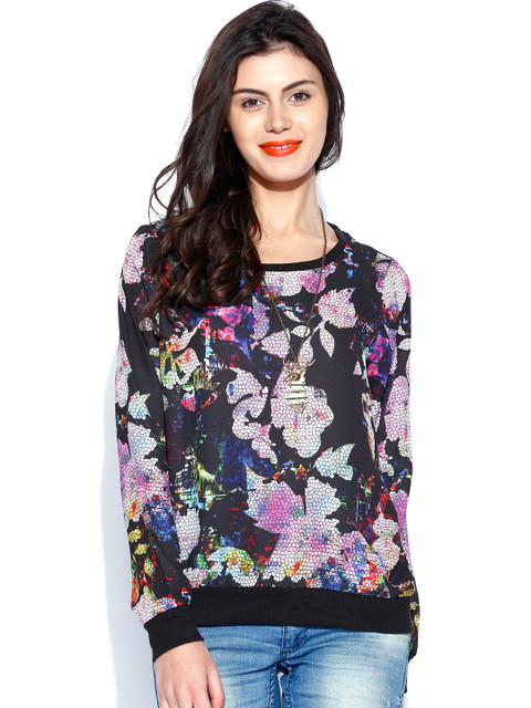 

ONLY Black & Purple Printed Top