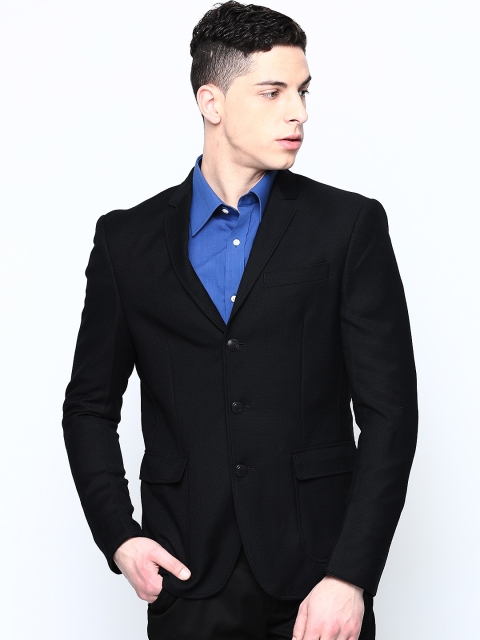 

Jack & Jones Men Navy Single-Breasted Wool Blend Blazer, Navy blue