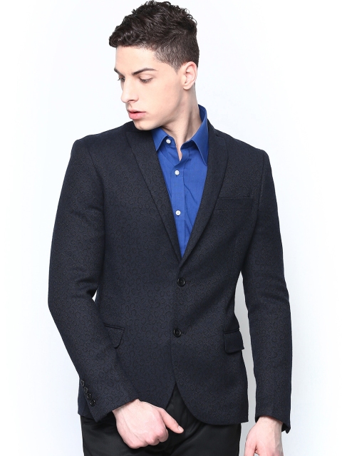 

Jack & Jones Men Navy Single-Breasted Blazer, Navy blue