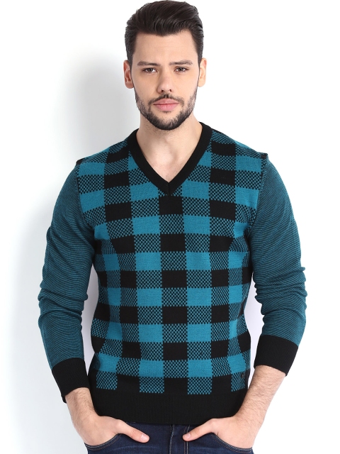 

Arrow New York Men Blue & Black Woollen Sweater