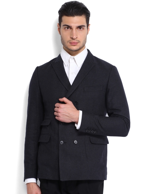 

Jack & Jones Men Navy Woollen Slim Fit Casual Blazer, Navy blue