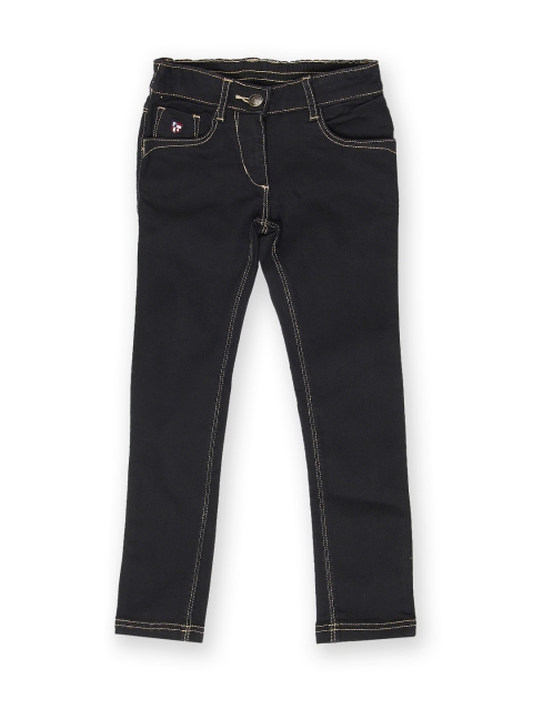 

U.S. Polo Assn. Kids Girls Black Regular Fit Mid-Rise Clean Look Stretchable Jeans