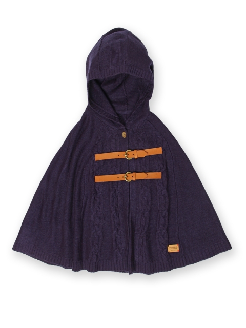 

U.S. Polo Assn. Kids Girls Purple Acro Wool Poncho Sweater