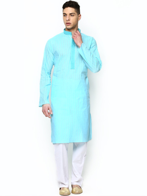 

Manyavar Casual Sky Blue & White Kurta & Pyjama