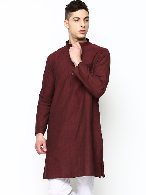 

Manyavar Men Maroon Straight Kurta