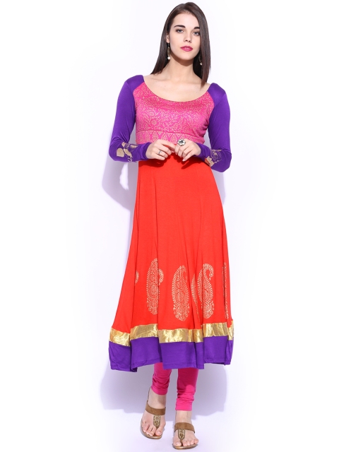 

Ira Soleil Red & Pink Printed Anarkali Kurta