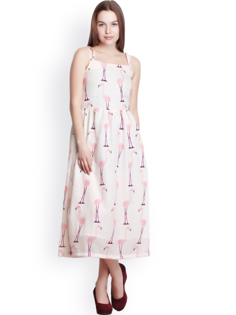 

Belle Fille White Printed Midi Dress