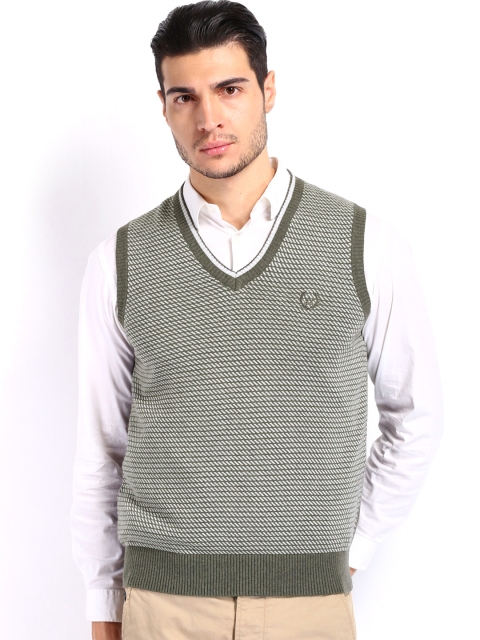 

Arrow Sport Men Grey Melange & White Sleeveless Sweater