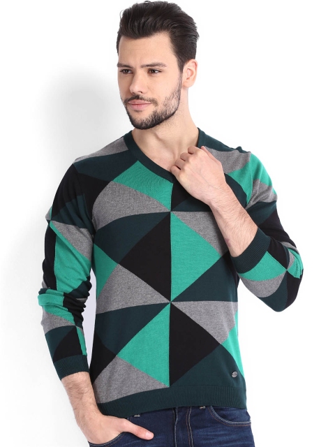 

Arrow Sport Men Green & Grey Sweater